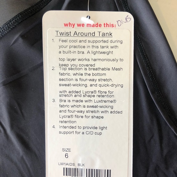 LULULEMON TWIST AROUND TANK BLACK SIZE 6 (AU 10) - Picture 9 of 10